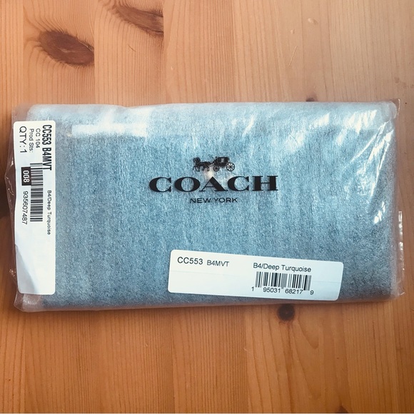 ❤️ Coach Double Zip Wallet Brass/Blue - Picture 5 of 10